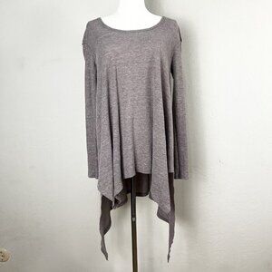 Free People Oversized Incredible Tee Thermal Top Tunic Waffle Asymmetrical Sz XS